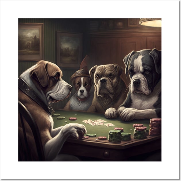 Confident Dogs Playing Poker illustration Wall Art by KOTYA